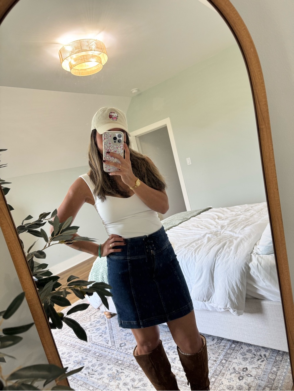Free People Dark Blue Lace-Up A-Line Denim Skirt - Picture 4 of 4